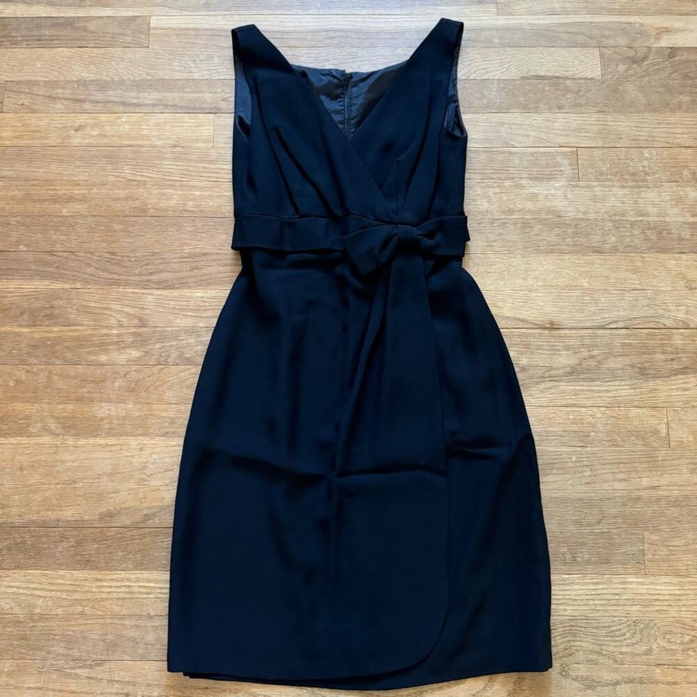 Mardi Gras black sleeveless faux wrap knee length sheath dress size 6
b30